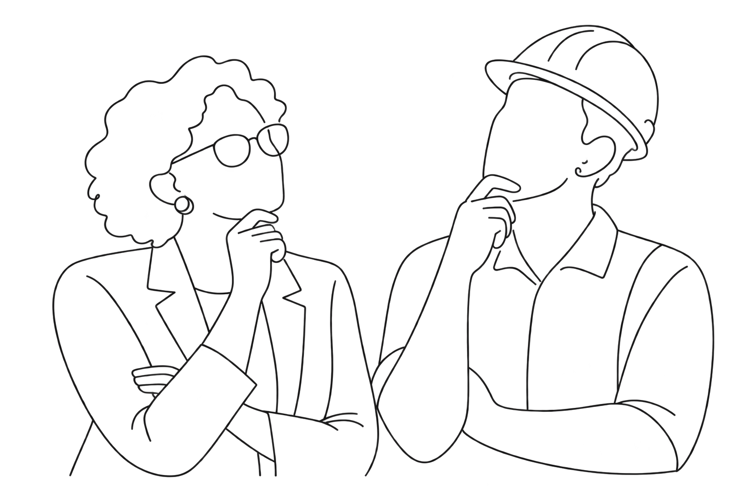 Duas pessoas em reflexão sobre o trabalho.